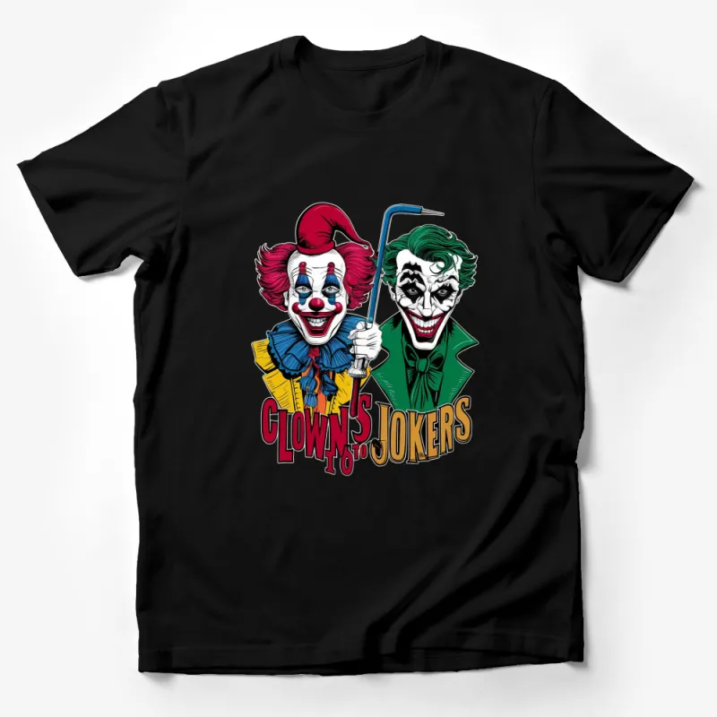 Clown to Joker Graphic T-Shirt, Colorful Clown and Joker Design Tee, Unique Pop Culture Apparel, Unisex T-Shirt Male T-Shirt