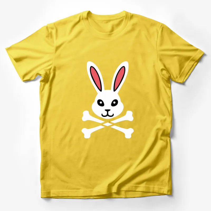 White Rabbit Skull and Crossbones T-Shirt, Cute Bunny Pirate Tee, Unique Graphic Shirt for All Ages Male T-Shirt