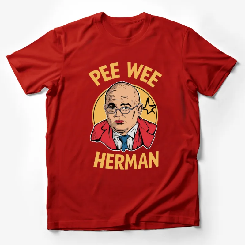 Pee Wee Herman Inspired Cartoon T-Shirt, Red Jacket Character Graphic Tee, Pop Culture Apparel, Unisex Clothing Male T-Shirt