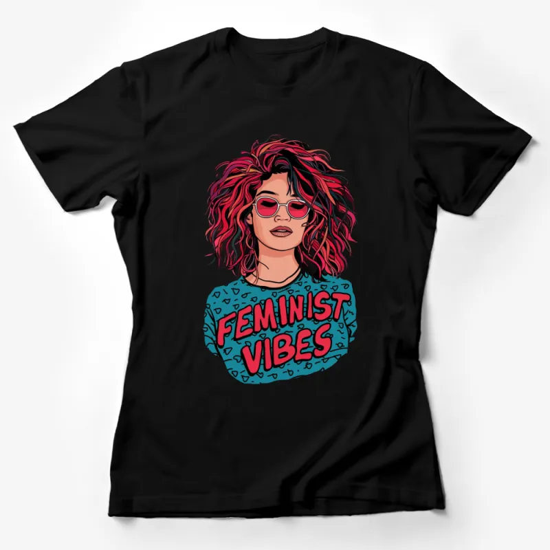 Feminist Vibes T-Shirt, Bold Red Haired Woman Illustration, Empowering Fashion Top Female T-Shirt