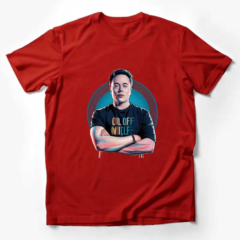 Elon Musk Inspired T-Shirt, Entrepreneur Pop Art Tee, Tech Icon Graphic Shirt, Bold Colorful Unisex Apparel Male T-Shirt