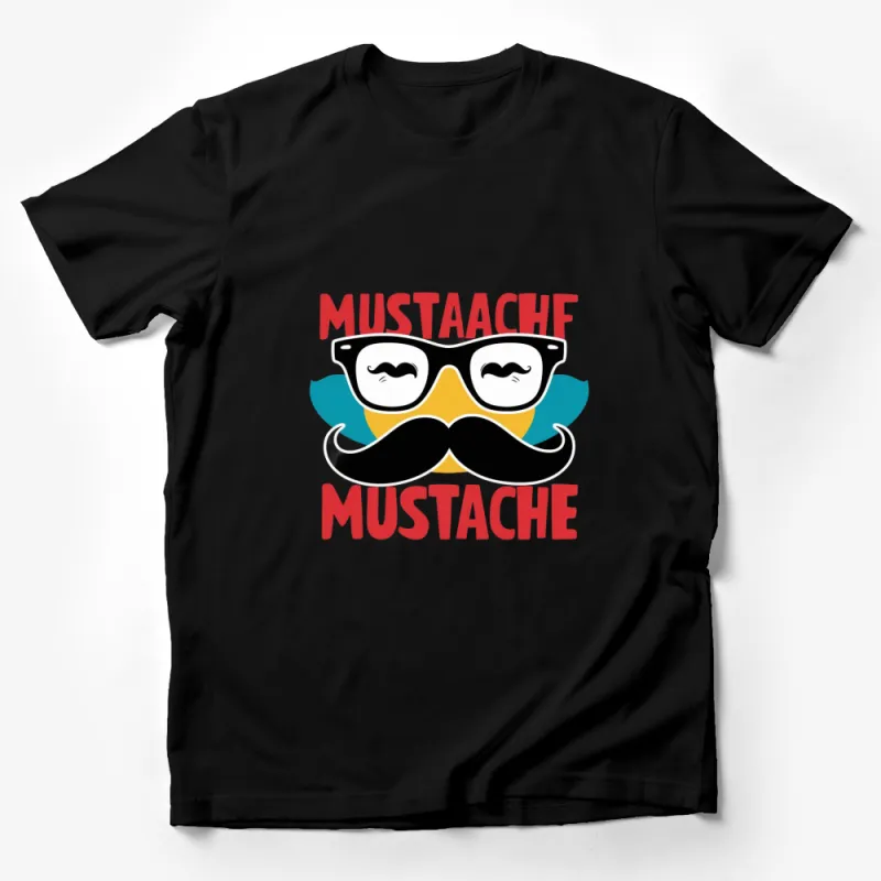 Mustache Mustache Duck Face T-Shirt, Funny Cartoon Duck Graphic Tee, Hipster Style Duck Shirt Male T-Shirt