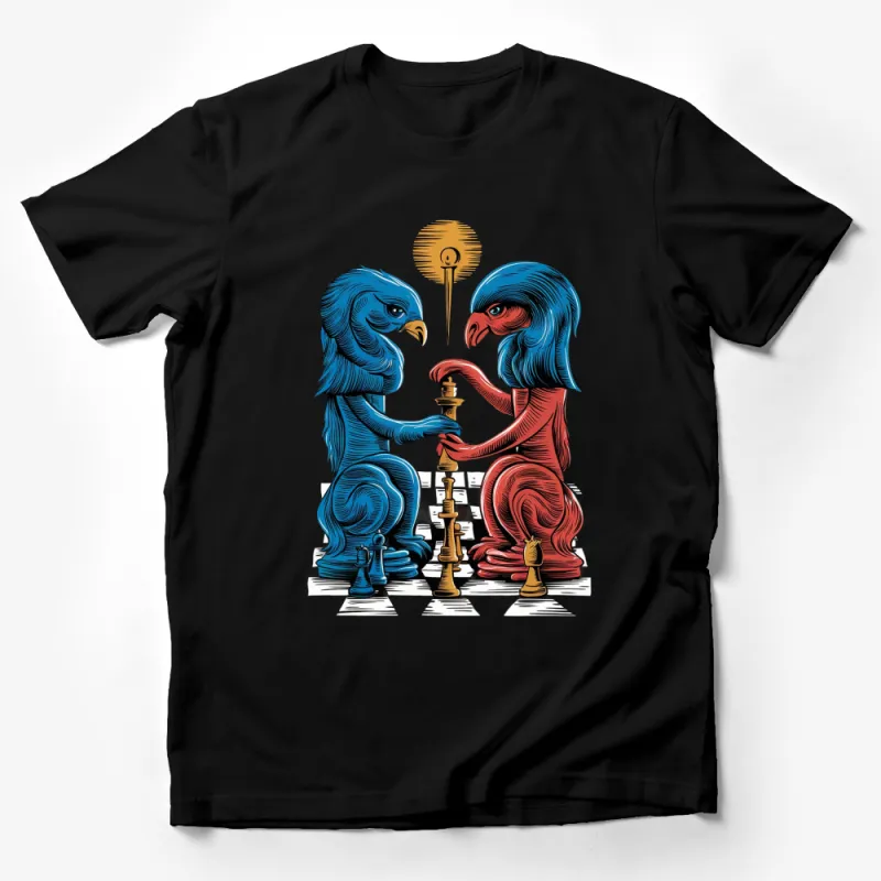 Chess Battle Eagles Graphic T-Shirt, Colorful Chess Artwork Tee, Unique Chess Player Gift Idea Male T-Shirt