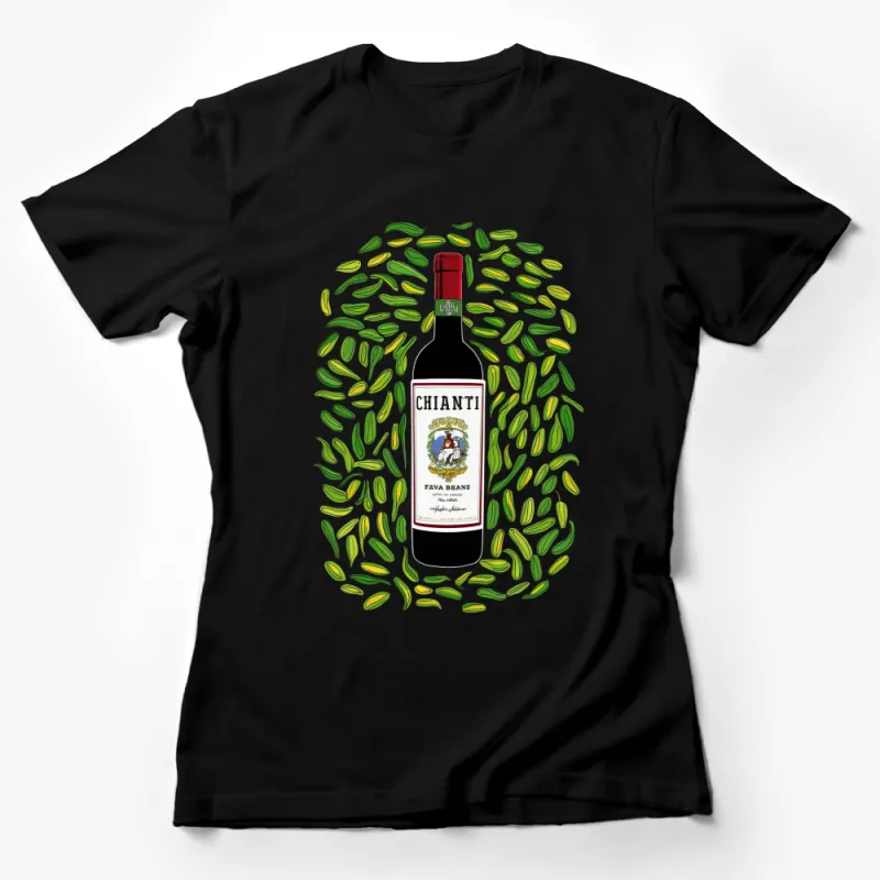 Chianti Wine and Fava Beans T-Shirt, Artistic Foodie Top, Unique Culinary Apparel, Italian Cuisine Inspired Tee Female T-Shirt