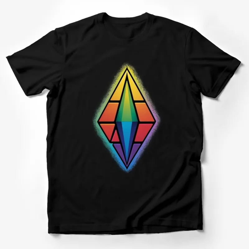 Colorful Geometric Diamond Graphic T-Shirt, Unisex Fashion Tee, Casual Wear, Trendy Design Male T-Shirt