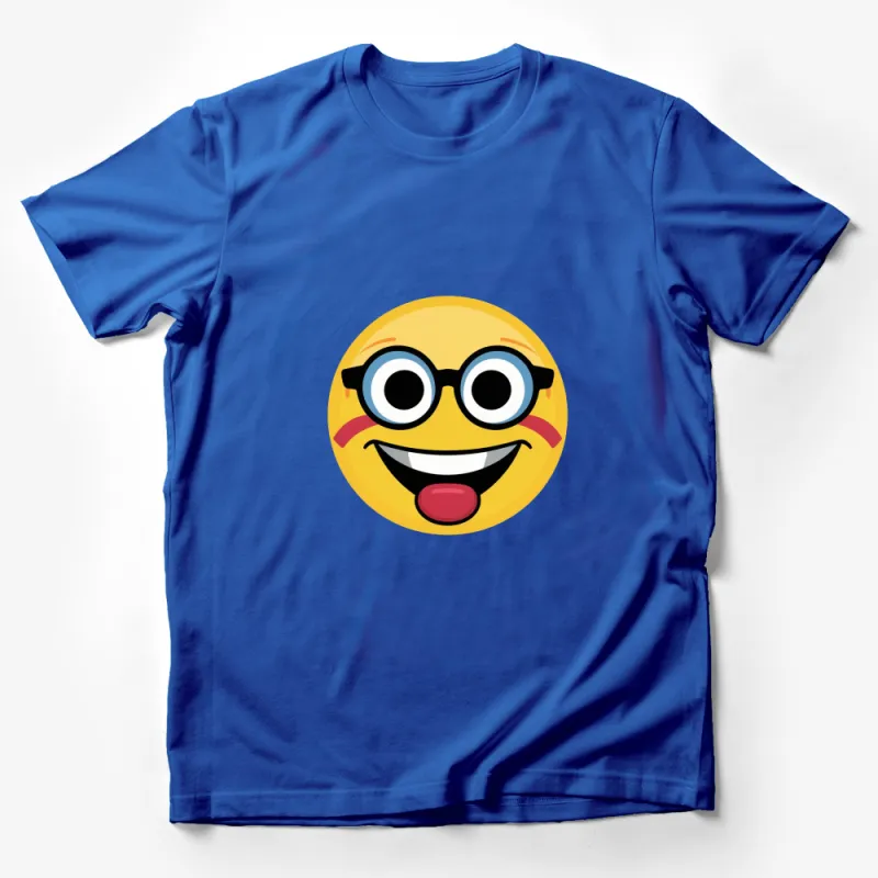 Funny Nerd Emoji T-Shirt, Geeky Face with Glasses and Tongue Out, Unisex Tee Male T-Shirt