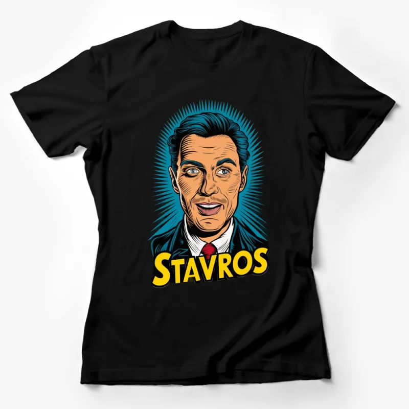 Stavros Vintage Style Portrait Graphic T-Shirt, Unique Retro Comic Art Tee Female T-Shirt