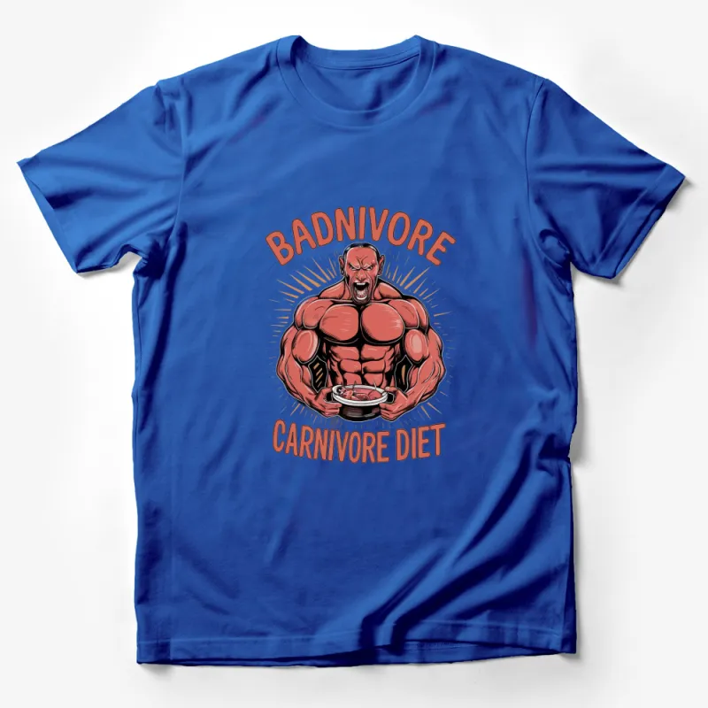 Badnivore Carnivore Diet Muscle Man Graphic T-Shirt, Bold Bodybuilder Design Tee Male T-Shirt