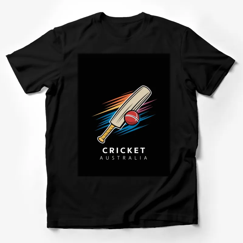 Vintage Cricket Australia T-Shirt, Retro Bat and Ball Graphic Tee, Sports Fan Apparel Male T-Shirt