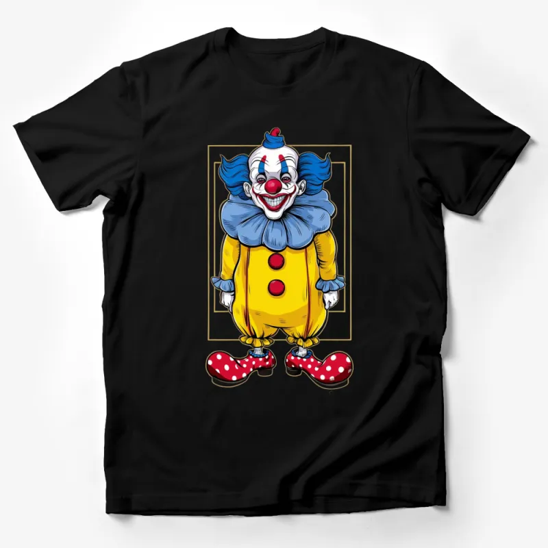 Creepy Clown T-Shirt, Colorful Horror Clown Tee, Men's and Women's Scary Clown Costume Shirt, Halloween Party Apparel Male T-Shirt