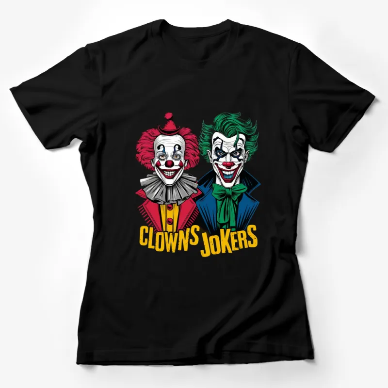 Clown and Joker Graphic T-Shirt, Cool Villain Faces Tee, Unisex Comic Style Shirt, Unique Gift Idea Female T-Shirt