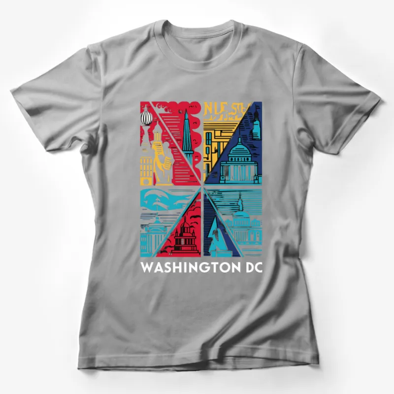 Washington DC Landmarks Graphic T-Shirt, Colorful City Icons Unisex Tee, Travel Souvenir Shirt Female T-Shirt