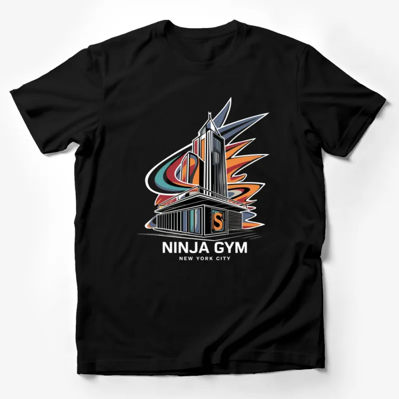 Ninja Gym New York City Graphic T-Shirt, Modern Urban Skyline, Unique Fashion Tee, Artistic Design, Cool Apparel Male T-Shirt