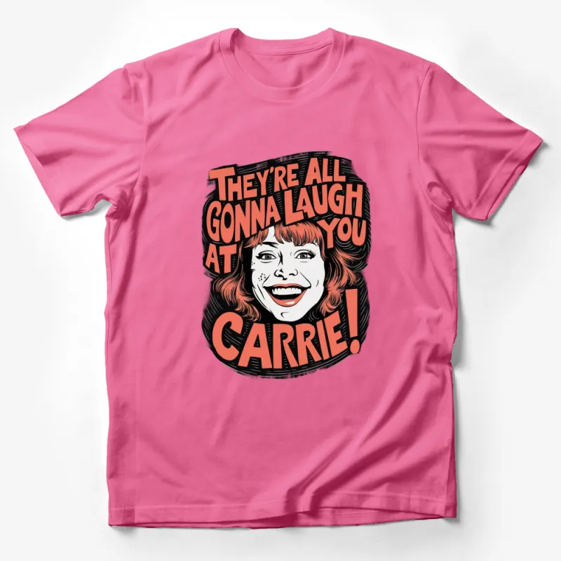 Vintage Carrie Movie Quote T-Shirt, 70s Horror Film Fan Apparel, Unique Graphic Tee Male T-Shirt