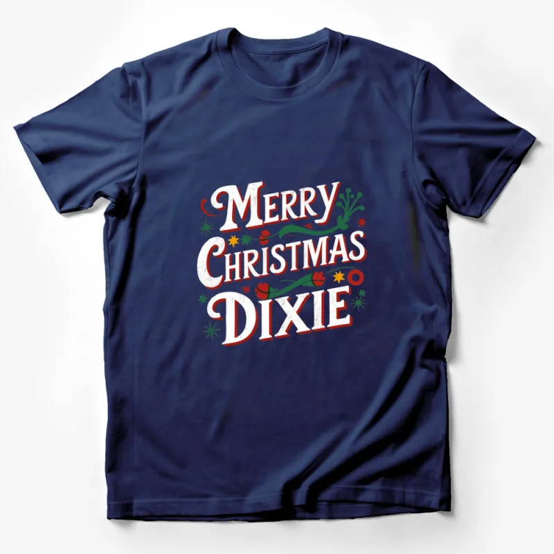 Merry Christmas Dixie T-Shirt, Festive Holiday Seasonal Tee, Vintage Xmas Shirt for Family Male T-Shirt