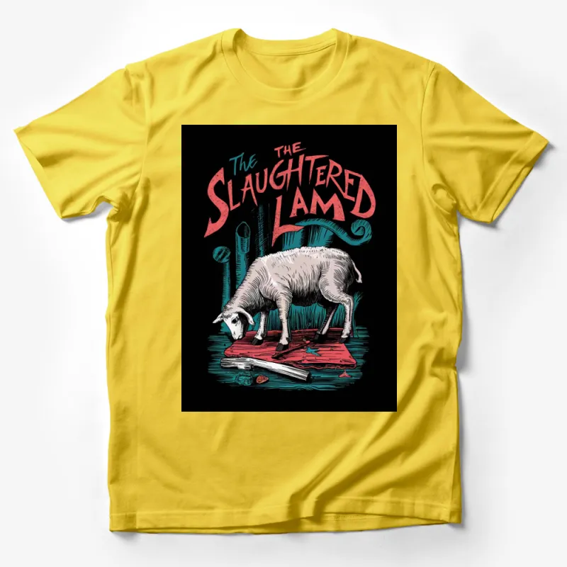 The Slaughtered Lamb Graphic T-Shirt, Dark Horror Inspired Tee, Unique Creepy Sheep Art Male T-Shirt