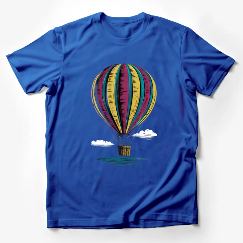 Colorful Hot Air Balloon T-Shirt, Vintage Style Hot Air Balloon Graphic Tee, Unisex T-Shirt Male T-Shirt