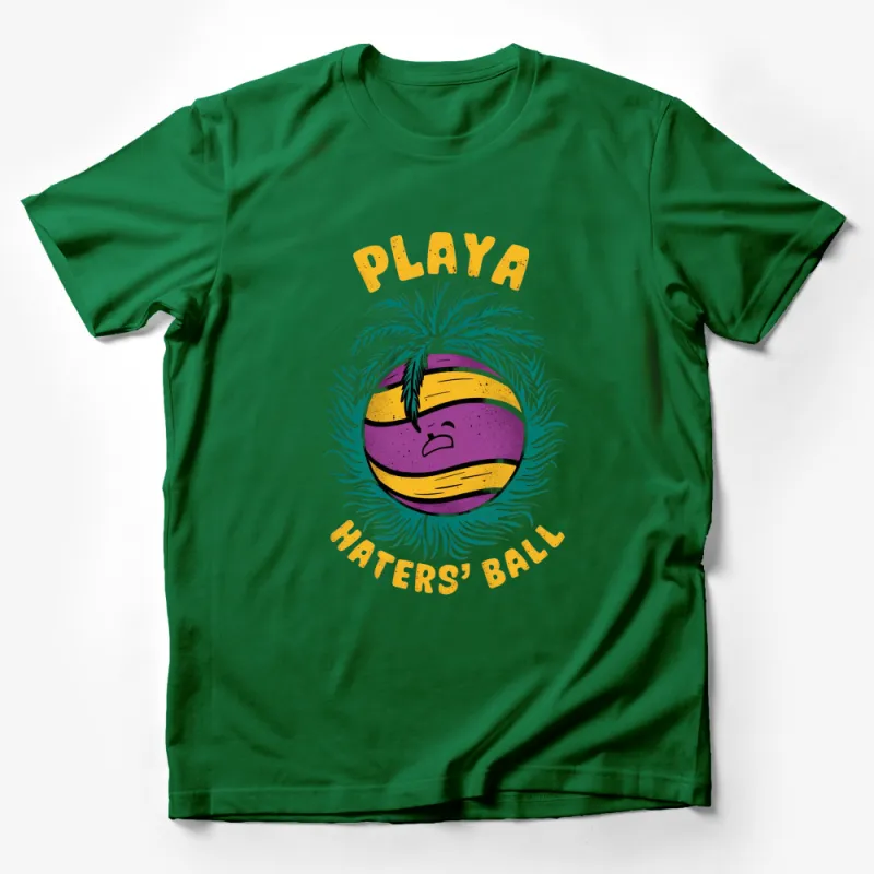 Playa Hater's Ball Graphic T-Shirt, Tropical Sunset Purple Beach Design, Unisex Fashion Tee Male T-Shirt