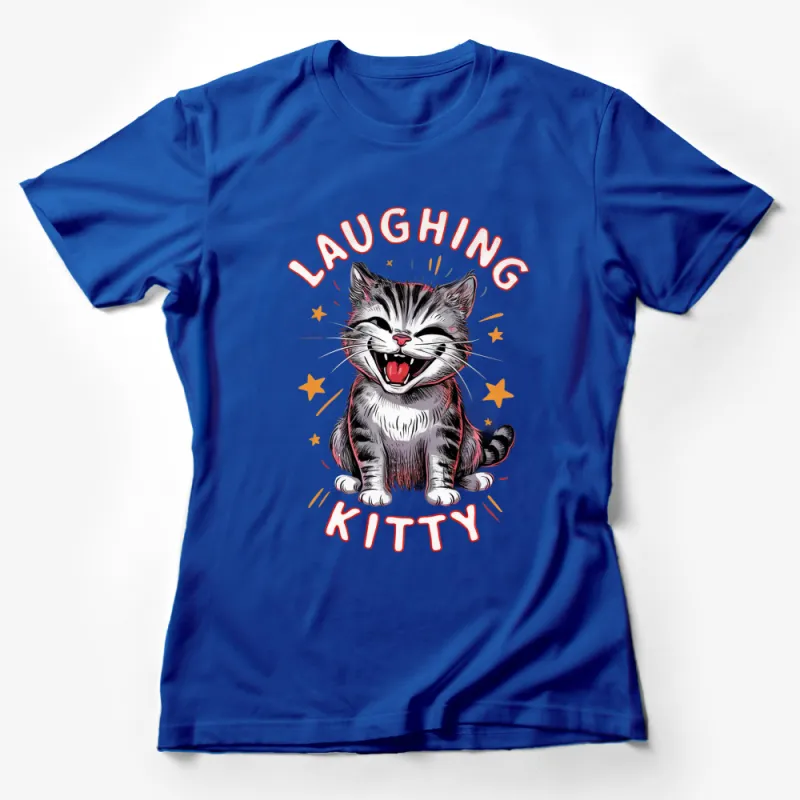 Laughing Kitty T-Shirt, Cute Cat Graphic Tee, Funny Animal Shirt, Unisex Adult Clothing Female T-Shirt