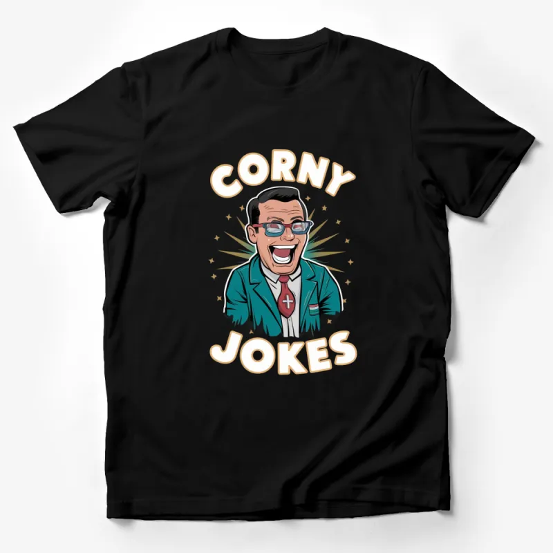 Funny Corny Jokes T-Shirt, Retro Comic Style Graphic Tee, Vintage Humor Shirt for Men and Women Male T-Shirt