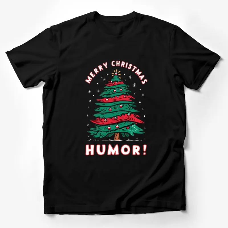 Merry Christmas Humor T-Shirt, Funny Tree Design, Festive Holiday Shirt, Unique Christmas Gift Male T-Shirt