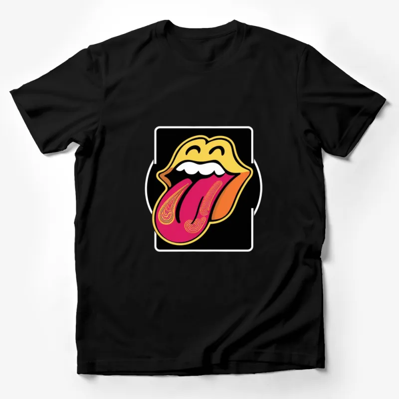 Classic Rock and Roll Tongue T-Shirt, Bold Graphic Print, Unisex Vintage Style Tee Male T-Shirt