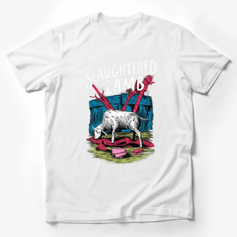 The Slaughtered Lamb Graphic T-Shirt, Horror Movie Inspired, Unique Illustration Tee, Bold Unisex Apparel Male T-Shirt