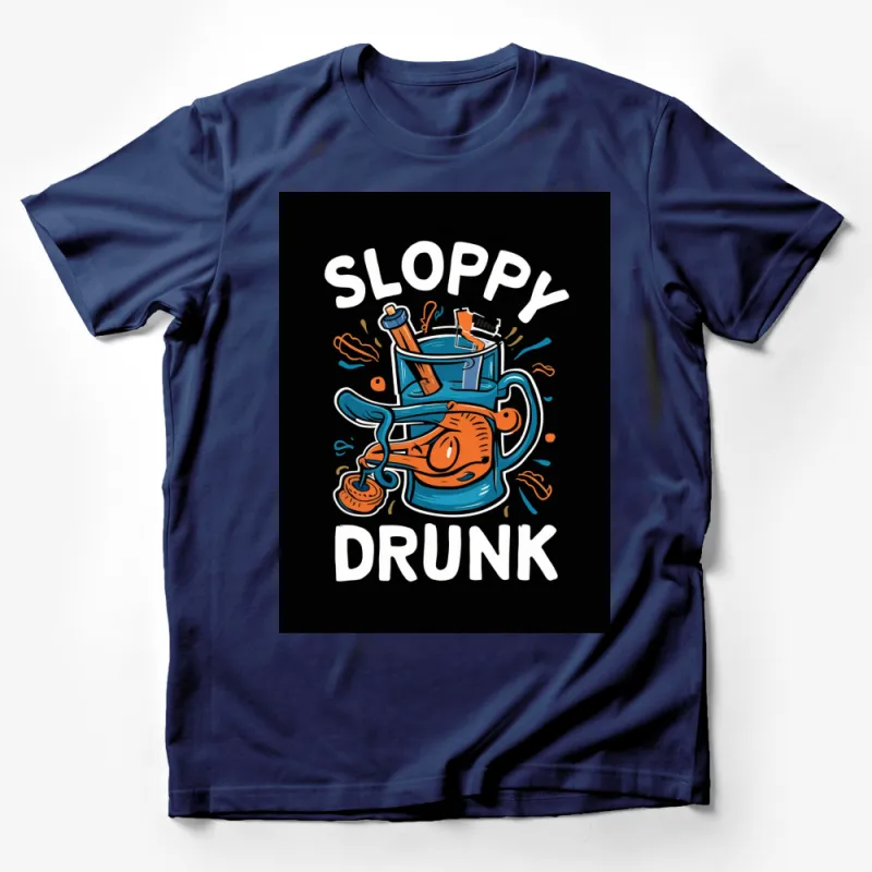 Sloppy Drunk Graphic Tee, Funny Alcohol-Themed T-Shirt, Party Wear, Gift for Friends Male T-Shirt