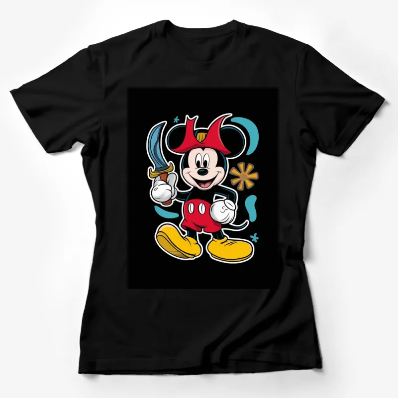 Kids Pirate Cartoon Character T-Shirt, Colorful Graphic Tee, Fun Birthday Party Apparel Female T-Shirt