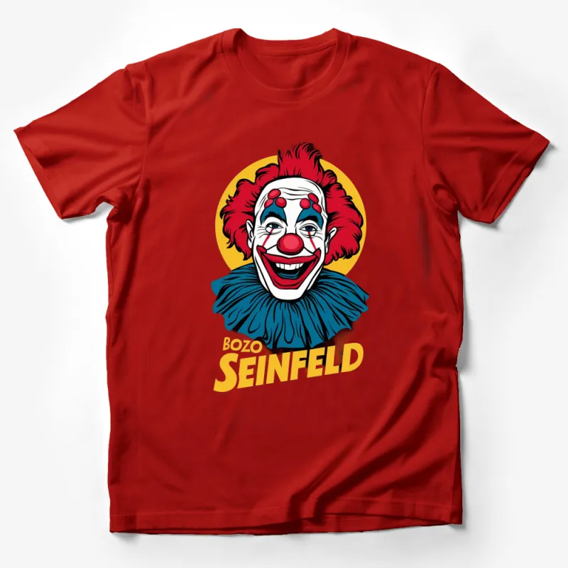 Bozo Seinfeld Clown Graphic T-Shirt, Colorful Clown Face Tee, Funny TV Show Parody T-Shirt Male T-Shirt