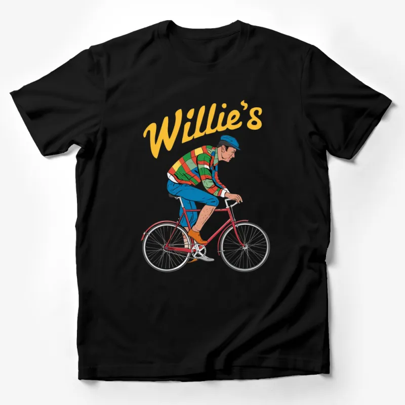 Vintage Cyclist Graphic Tee, Willie's Retro Bike Rider T-Shirt, Unique Gifts for Cyclists Male T-Shirt