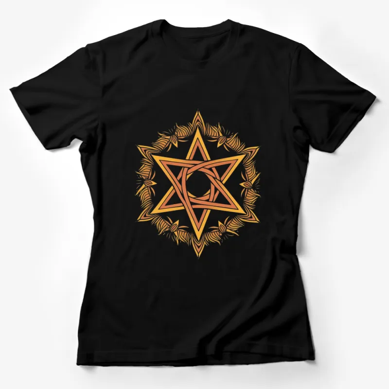 Boho Chic Star Mandala T-Shirt, Golden Brown Aesthetic, Spiritual Yoga Tee, Unisex Graphic T-Shirt Female T-Shirt