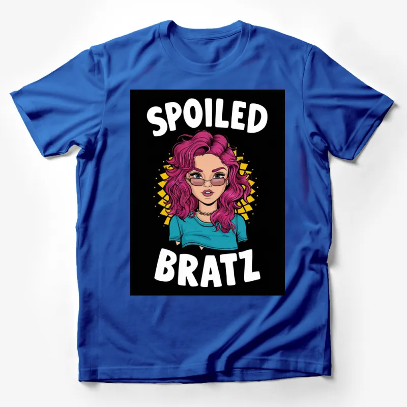 Spoiled Bratz T-Shirt, Bold Funky Pink Hair Character Graphic Tee, Women's Fashion Streetwear, Unique Youthful Design Top Male T-Shirt