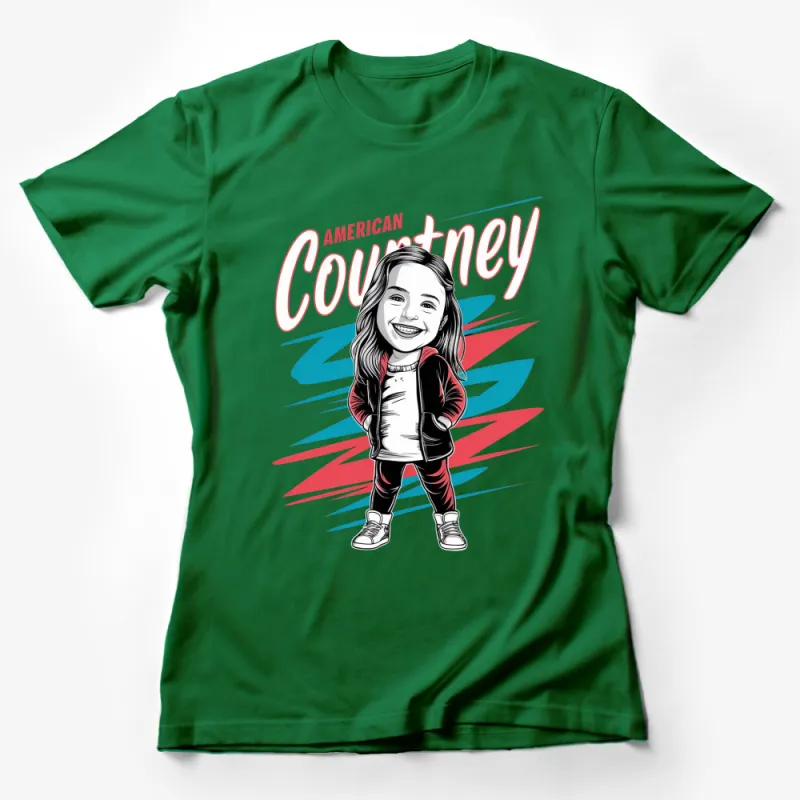 American Courtney Graphic T-Shirt, Patriotic Red White Blue Design, Casual Streetwear for Men and Women Female T-Shirt