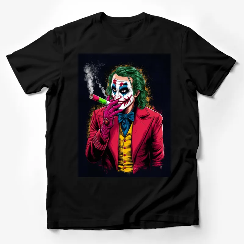 Joker Inspired Art T-Shirt, Colorful Villain Design, Comic Book Fan Apparel, Unique Graphic Tee Male T-Shirt