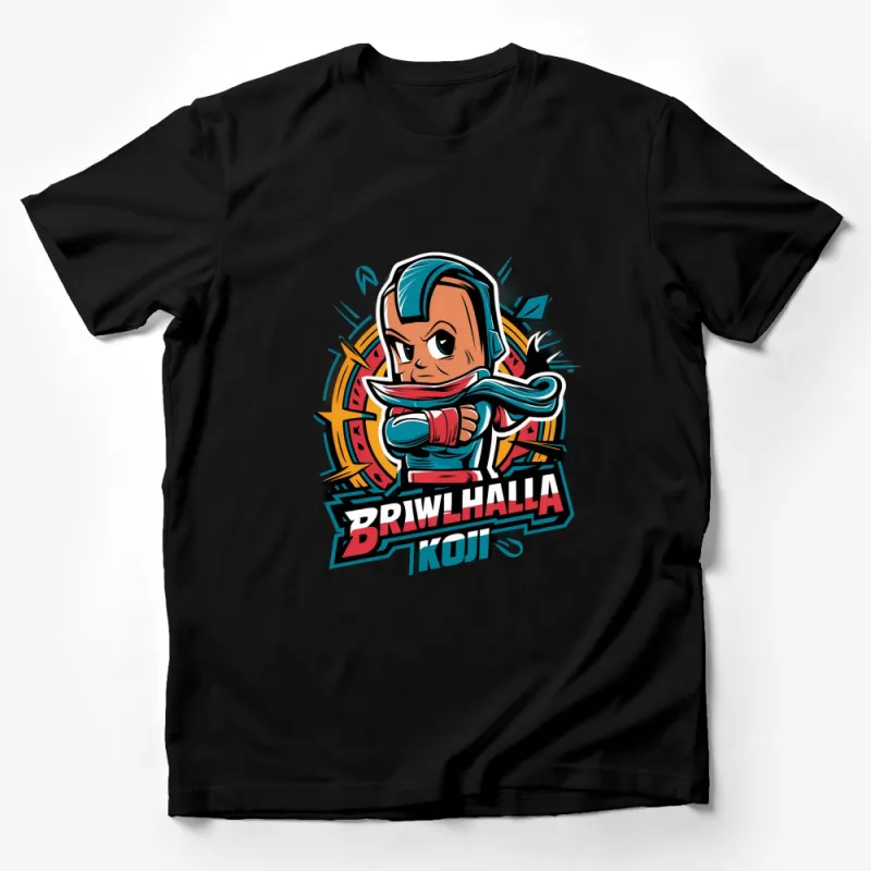 Brawlhalla Koji Samurai Gamer T-shirt, Cool Fighter Tee, Gaming Apparel, Unique Video Game Clothing, Bold Graphic Design Male T-Shirt