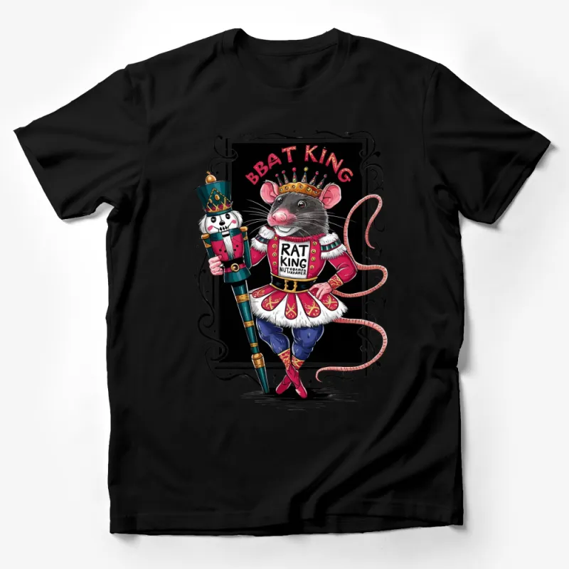 Rat King Nutcracker T-Shirt, Unique Animal Art Tee, BBQ King Fantasy, Cool Graphic Shirt Male T-Shirt