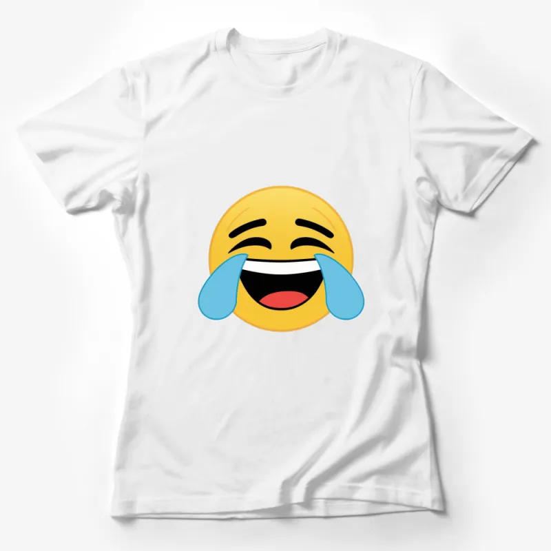 Laughing Emoji Face T-Shirt, Yellow Happy Tears Emoji, Unisex Emoji Shirt, Funny Graphic Tee for All Ages Female T-Shirt