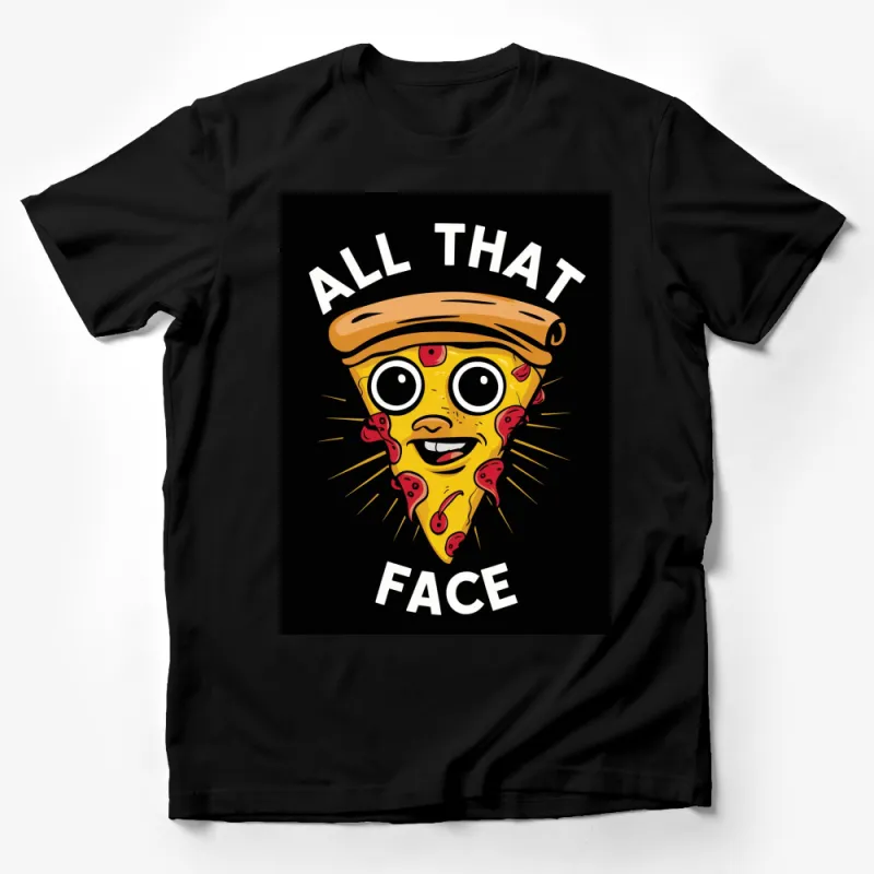 Funky Pizza Face T-Shirt, Quirky Food Graphic Tee, Unisex Cartoon Pizza Shirt, Casual Streetwear Male T-Shirt