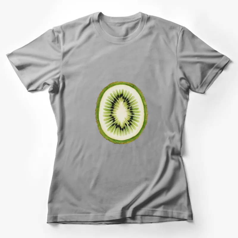 Fresh Kiwi Fruit Slice Graphic T-Shirt, Vegan Tropical Summer Tee, Nature-Inspired Casual Top for All Female T-Shirt