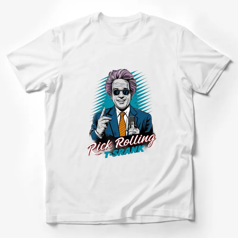 Rick Rolling T-Srank T-Shirt, Retro Style Graphic Tee, Vintage 80s Inspired Music Fan Top Male T-Shirt