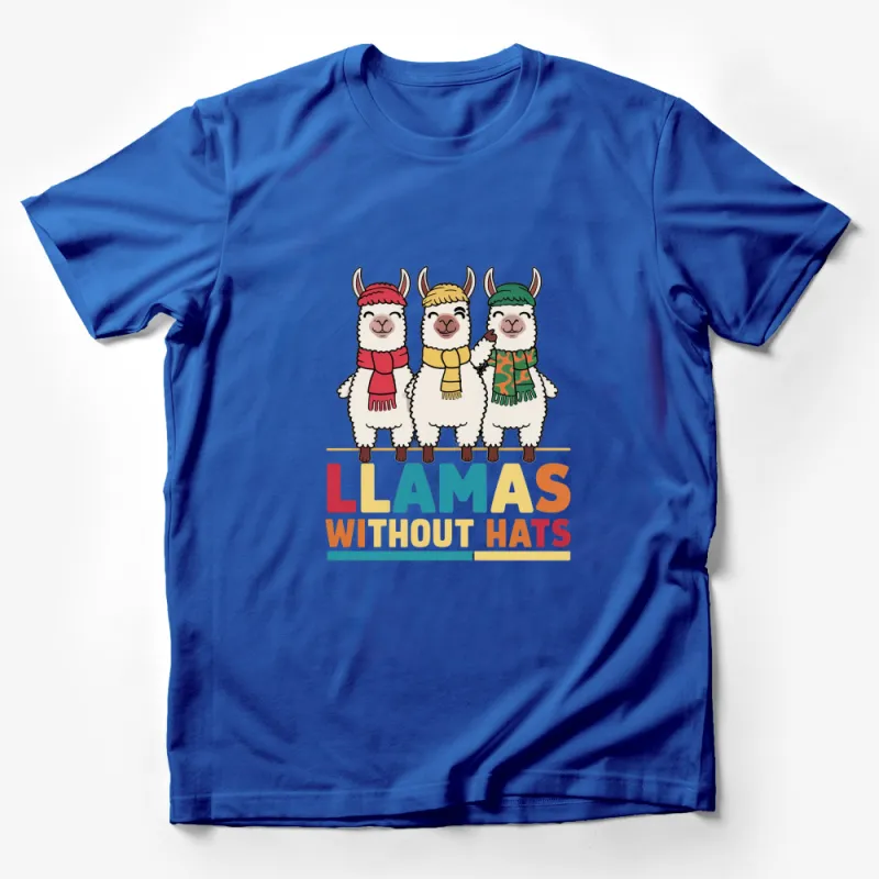 Colorful Llamas Without Hats T-Shirt, Cute Cartoon Alpaca Graphics, Unisex Tee Male T-Shirt