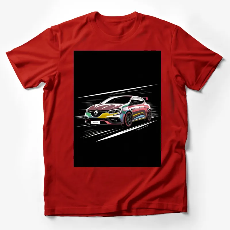 Colorful Renault Megane RS Graphic Tee, Car Enthusiast T-Shirt, Sporty Vehicle Print, Casual Wear Male T-Shirt