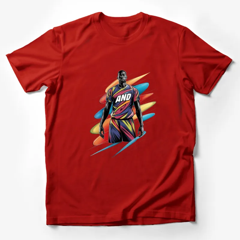 Colorful Basketball Player Graphic T-Shirt, Vibrant Athlete Art Tee, Sports Fan Apparel Male T-Shirt