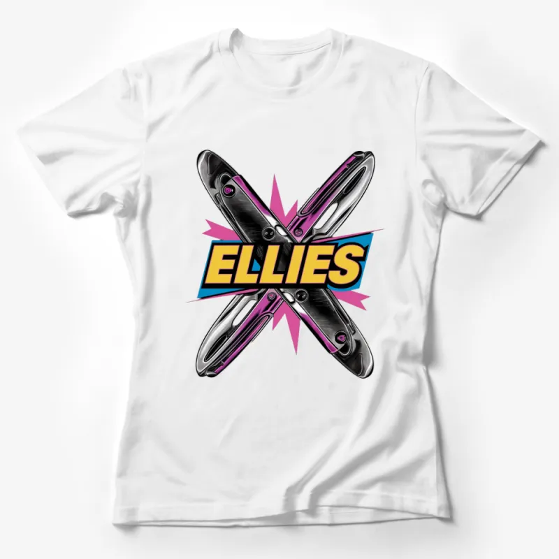 Cool Ellies Graphic T-Shirt, Retro Comic Book Style Design, Bold Colors Female T-Shirt