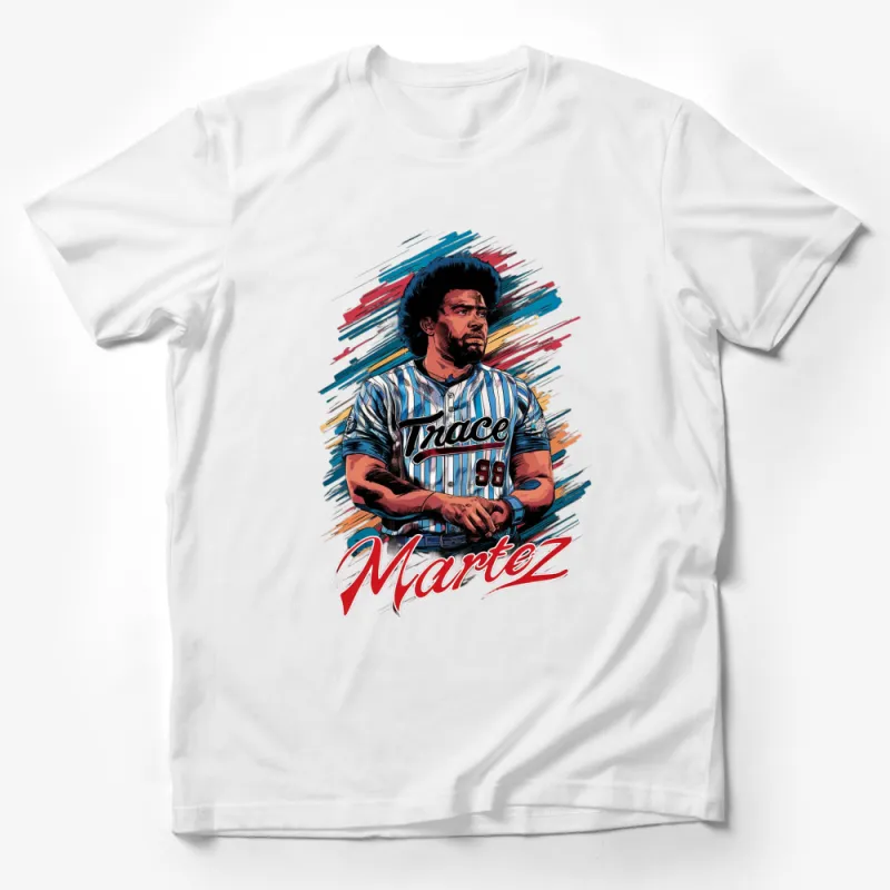 Vintage Style Baseball Player T-Shirt, Retro Sports Tee, Trendy Graphic Martez 98 Design, Casual Streetwear Male T-Shirt