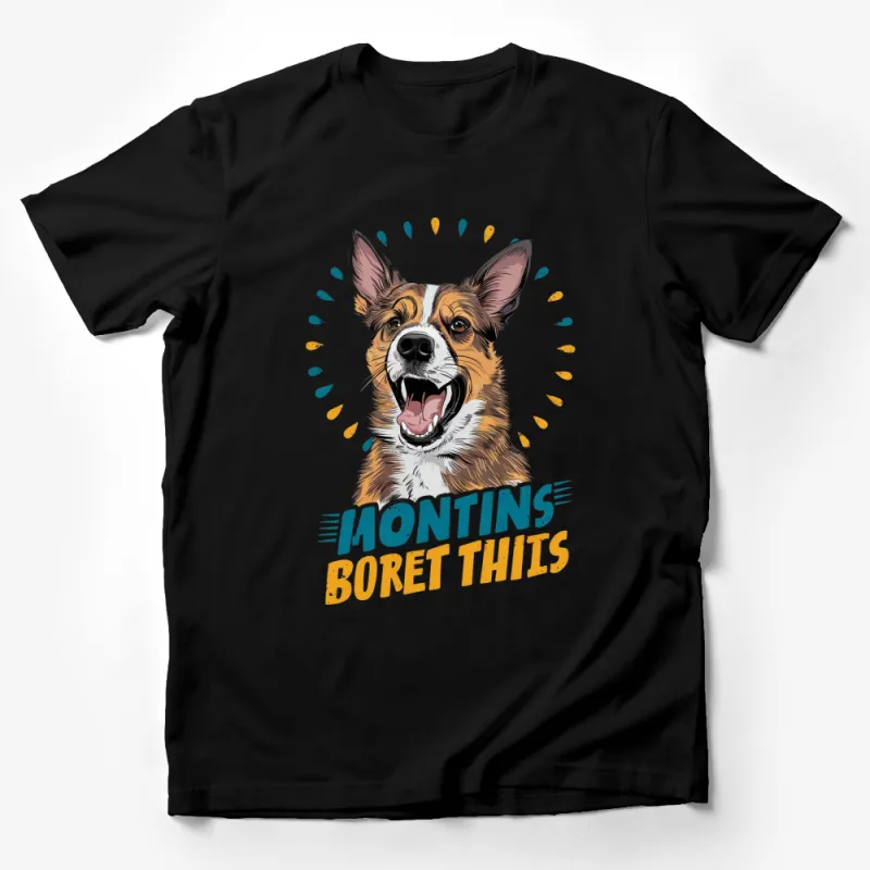 Colorful Corgi Dog T-Shirt, Cute Corgi Face Graphic Tee, Playful Pet Lover Gift, Unisex Animal Design Top Male T-Shirt