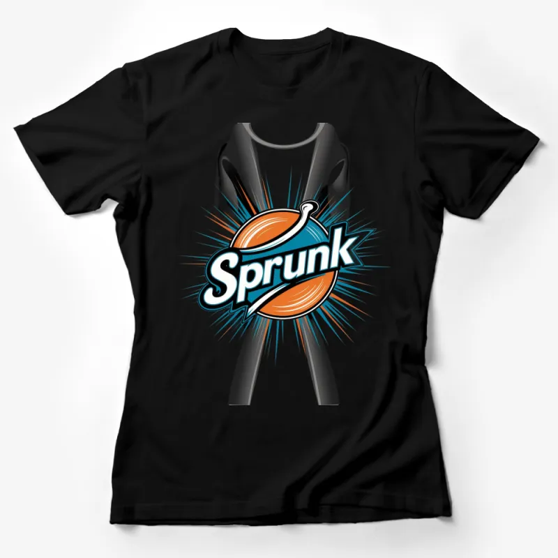 Sprunk Logo Retro Comic Style T-Shirt, Colorful Vintage Pop Art Design Tee, Fashion Casual Wear Female T-Shirt