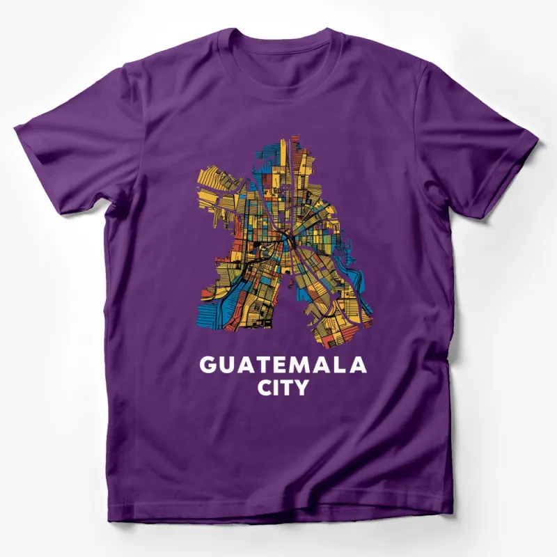 Guatemala City Skyline T-Shirt, Colorful City Map, Urban Style Graphic Tee, Unisex Clothing Male T-Shirt