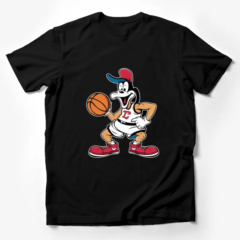 Cartoon Duck Basketball Player Graphic T-Shirt, Unisex Sports Tee, Casual Streetwear, Youthful Athletic Apparel Male T-Shirt